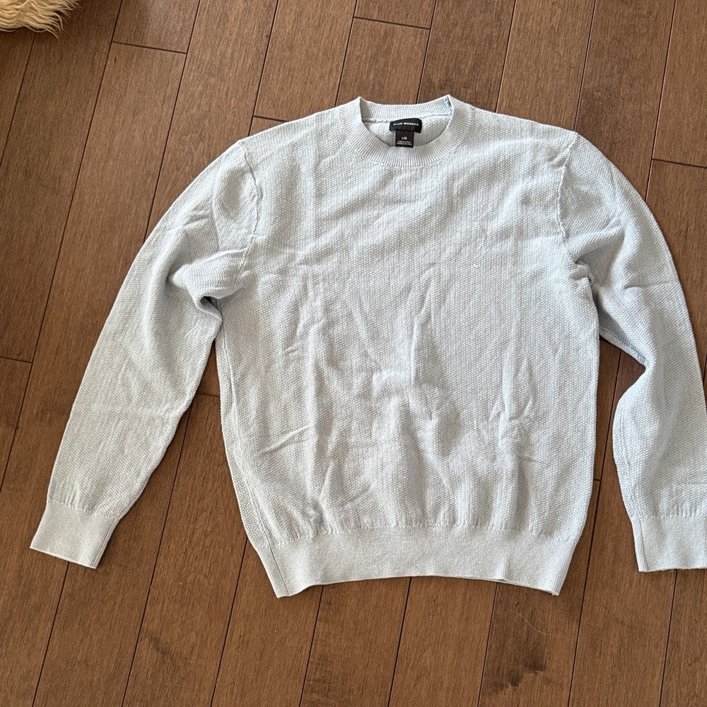Club Monaco Men's Pale Blue Textured Crewneck Sweater